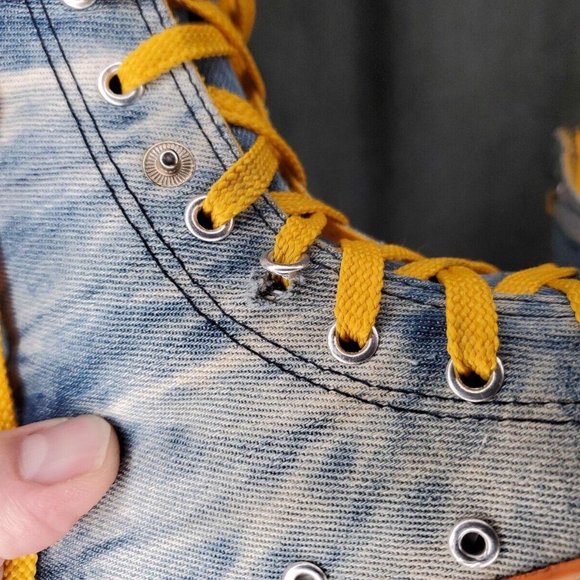 Feng Wei Chuan Fashion Sneaker Boot Converse Denim Yellow, Womens Size 6.5 EU 37 - Picture 7 of 9